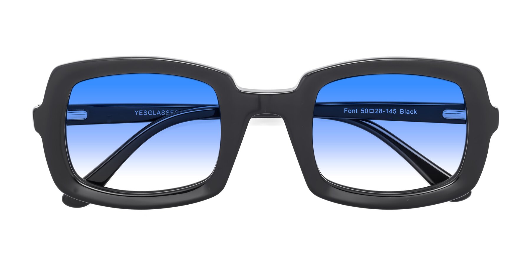 Folded Front of Font in Black with Blue Gradient Lenses