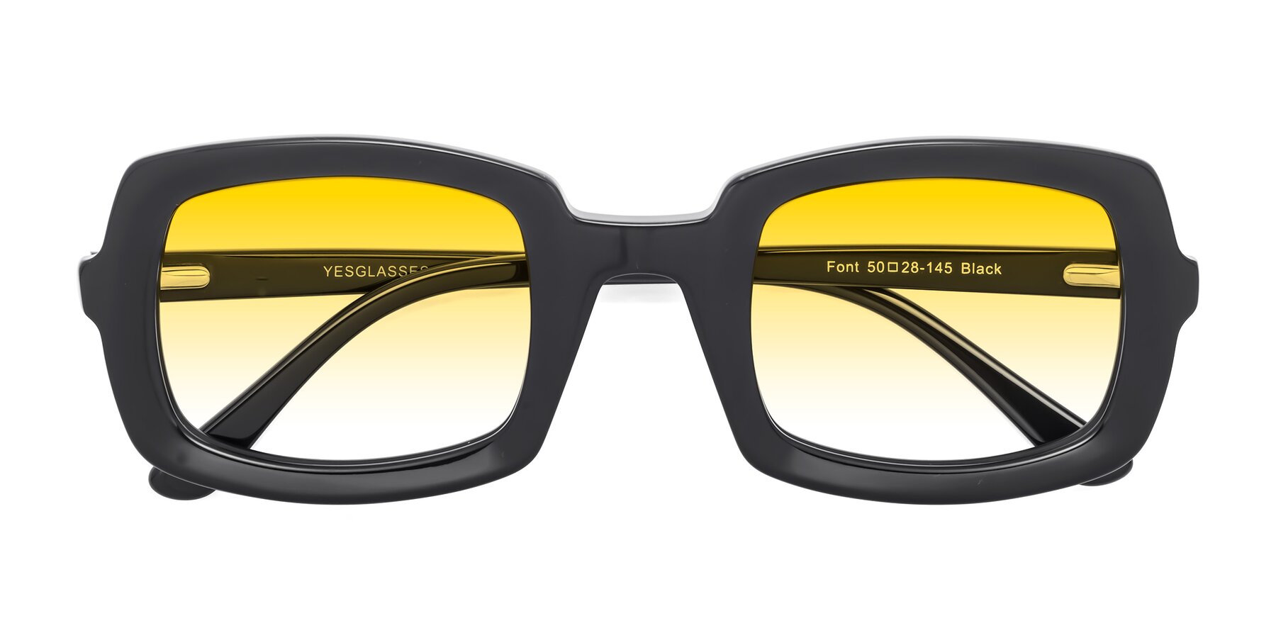 Folded Front of Font in Black with Yellow Gradient Lenses