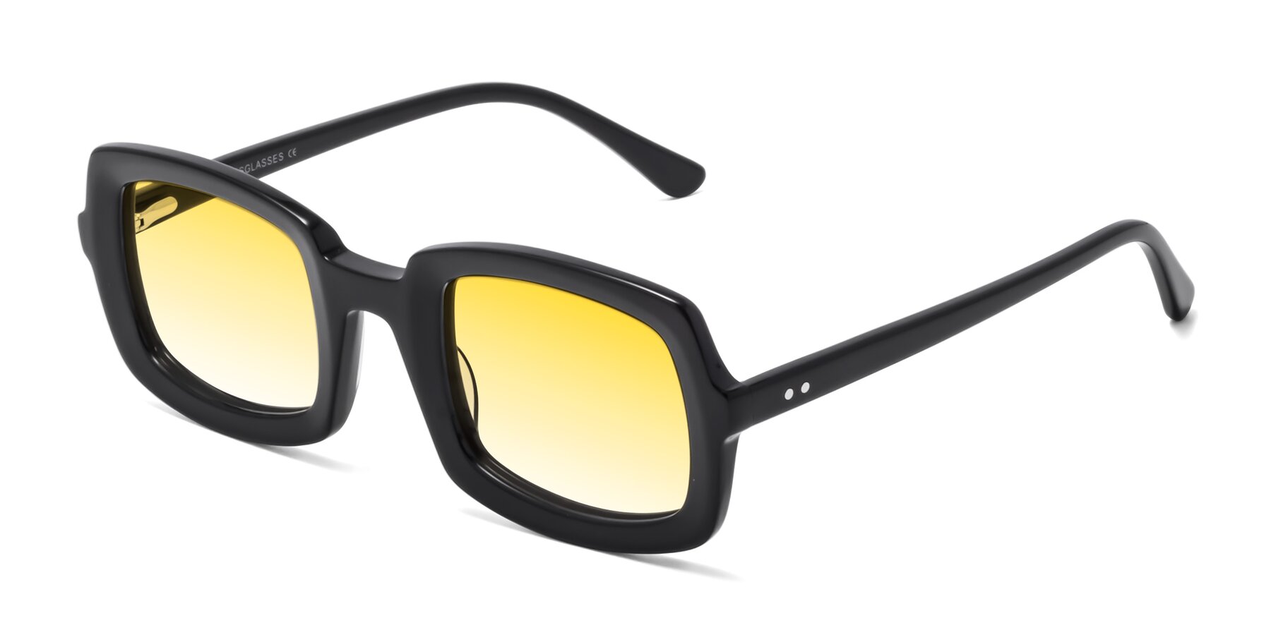 Angle of Font in Black with Yellow Gradient Lenses