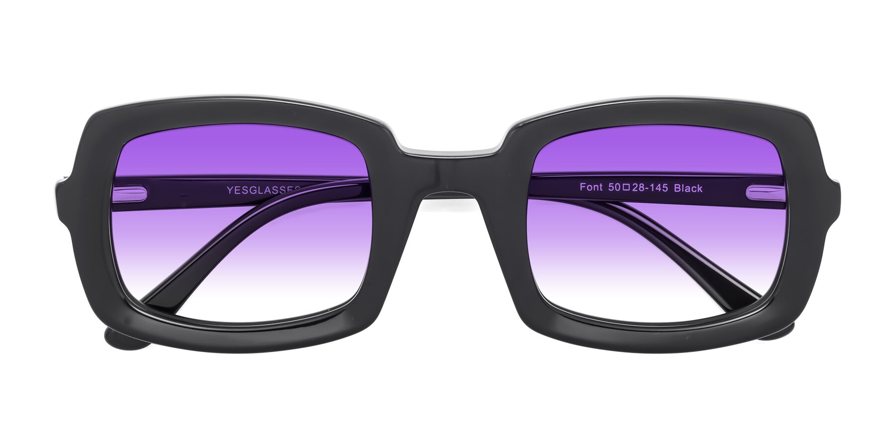 Folded Front of Font in Black with Purple Gradient Lenses