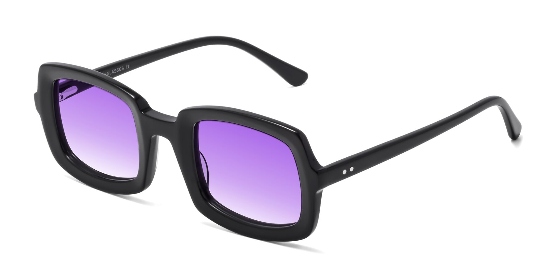 Angle of Font in Black with Purple Gradient Lenses
