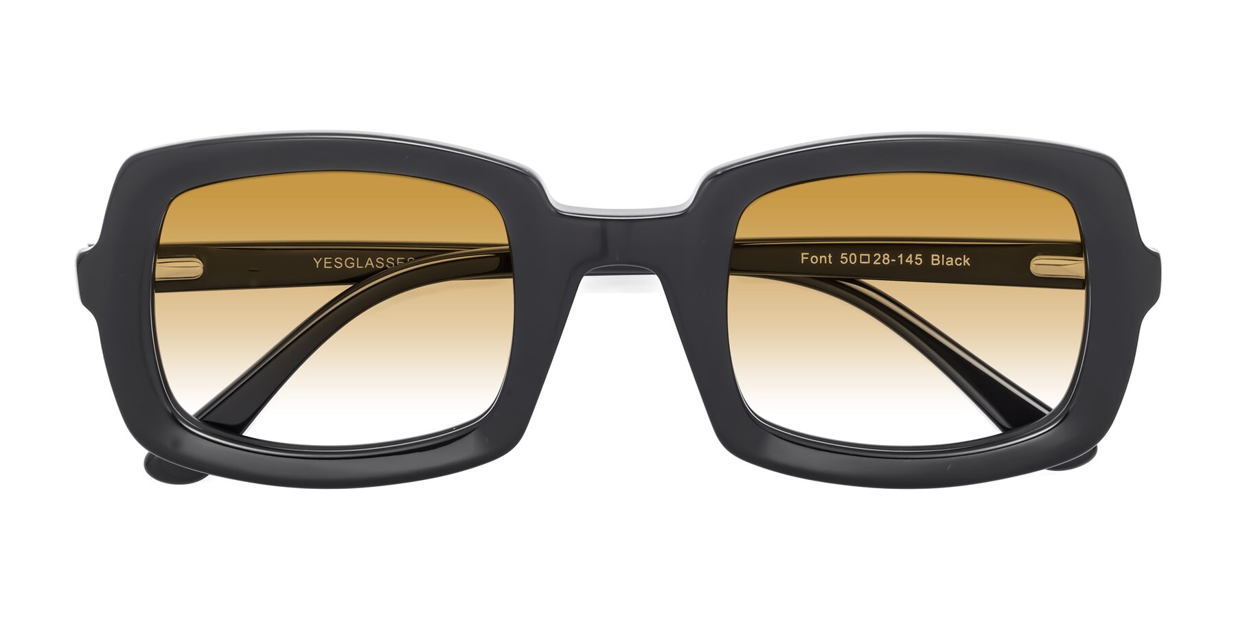 Folded Front of Font in Black with Champagne Gradient Lenses
