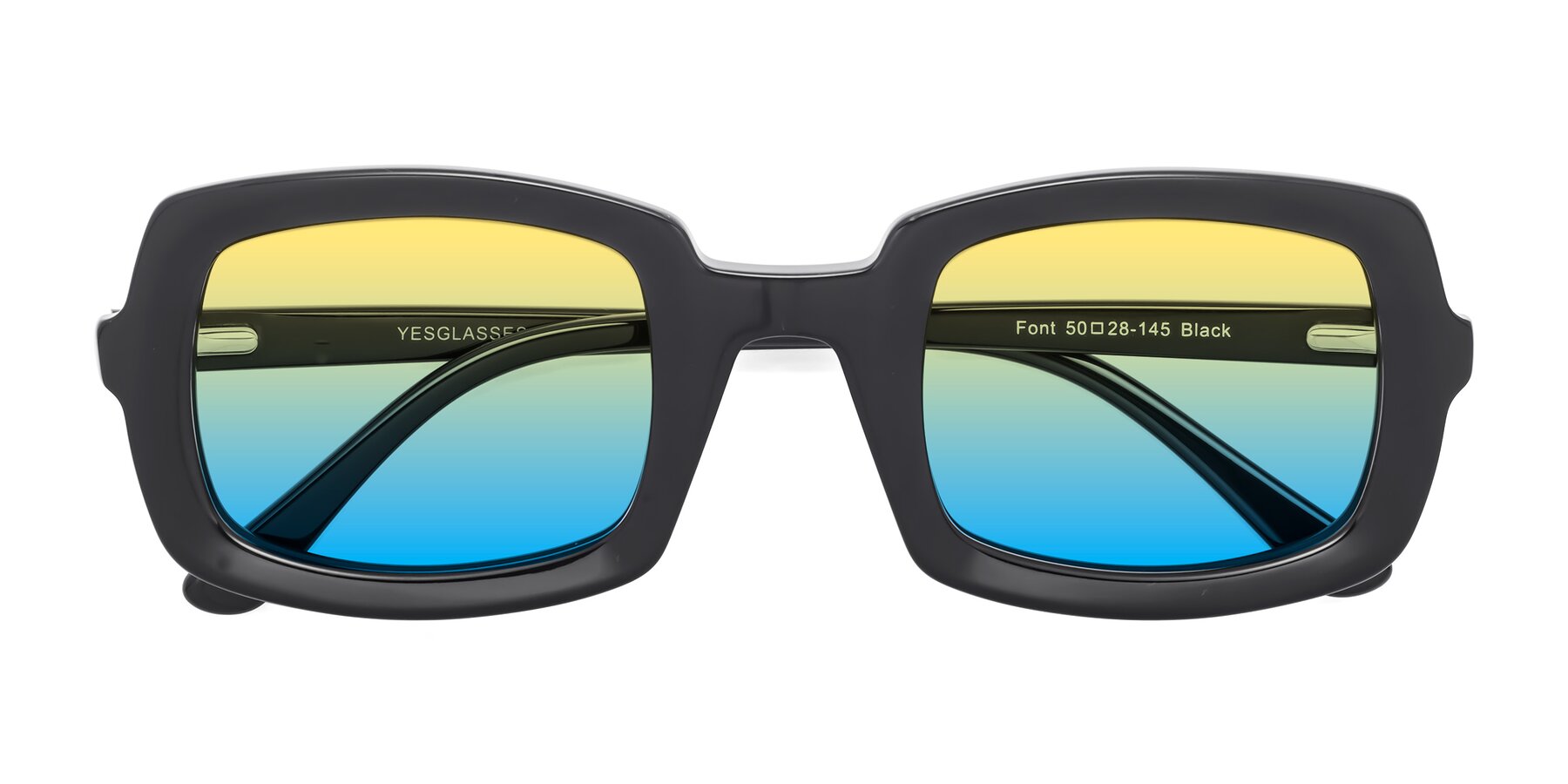 Folded Front of Font in Black with Yellow / Blue Gradient Lenses
