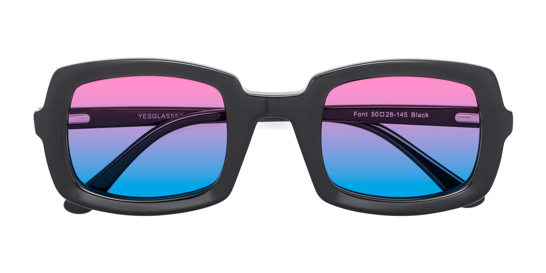 Folded Front of Font in Black with Pink / Blue Gradient Lenses