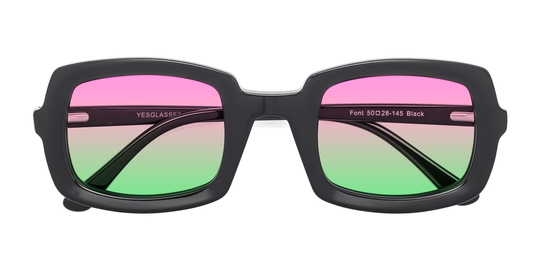 Folded Front of Font in Black with Pink / Green Gradient Lenses