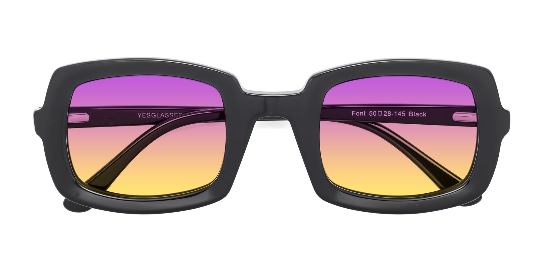 Folded Front of Font in Black with Purple / Yellow Gradient Lenses