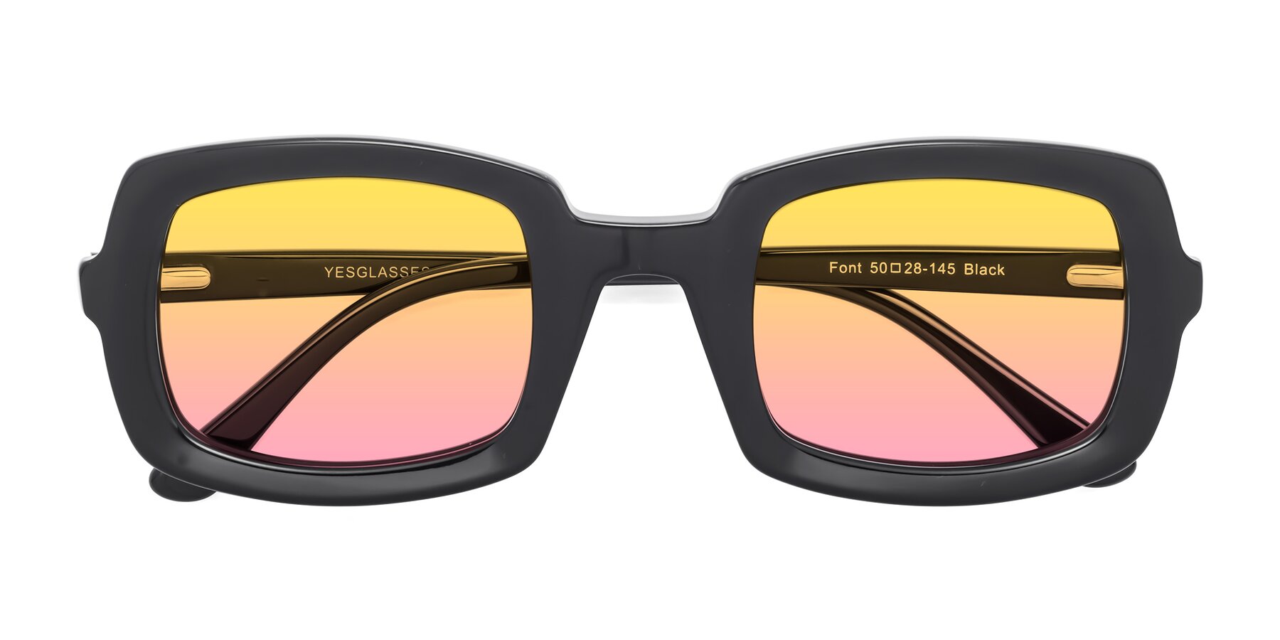 Folded Front of Font in Black with Yellow / Pink Gradient Lenses