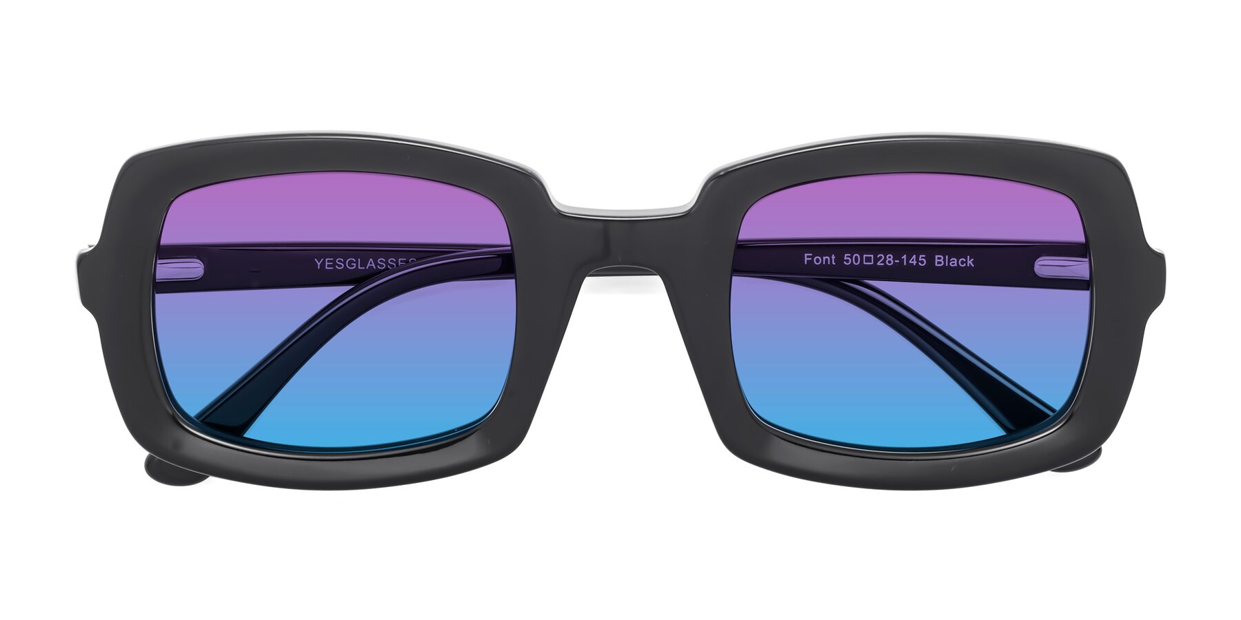 Folded Front of Font in Black with Purple / Blue Gradient Lenses