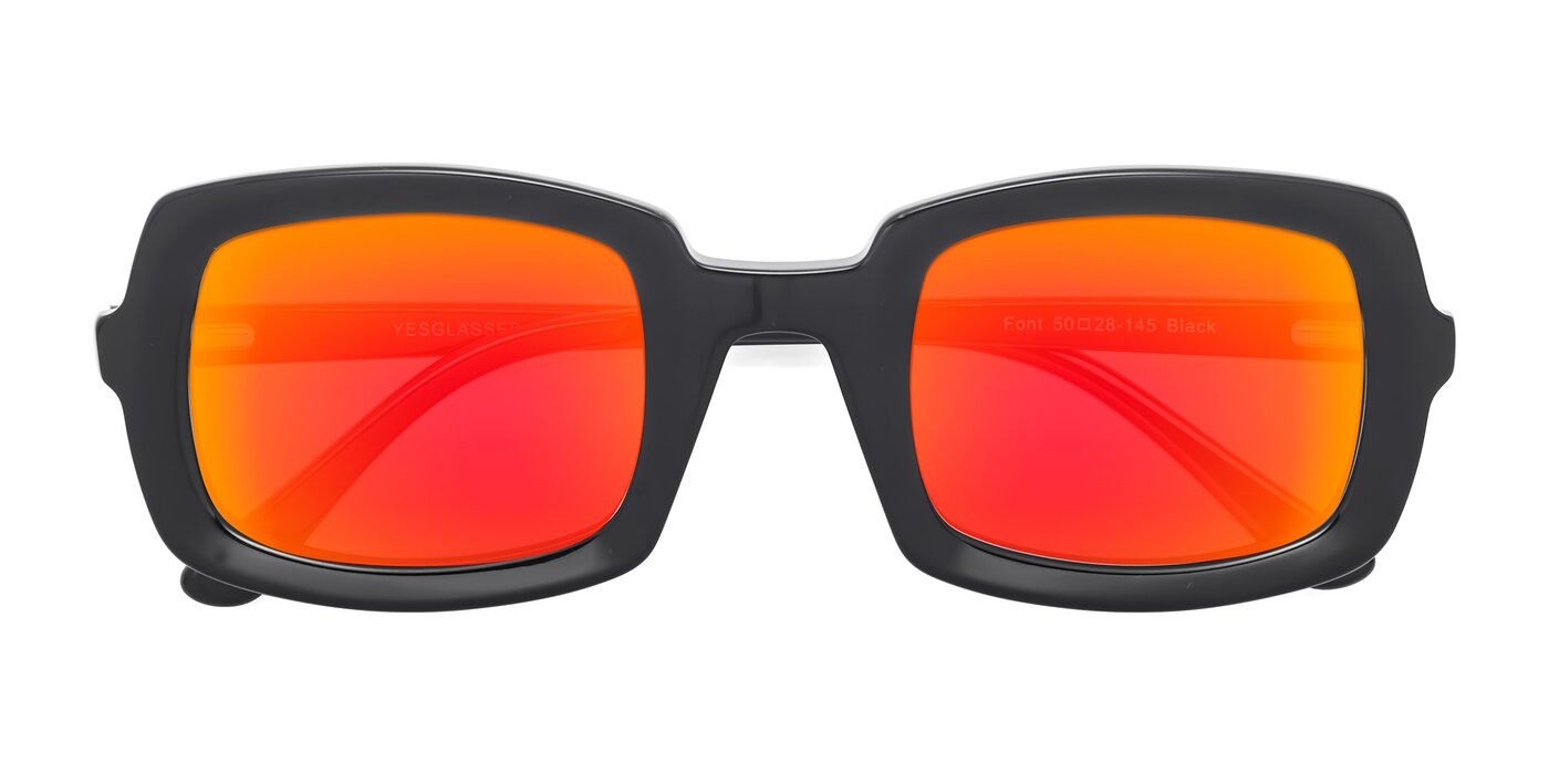 Font - Black Flash Mirrored Sunglasses