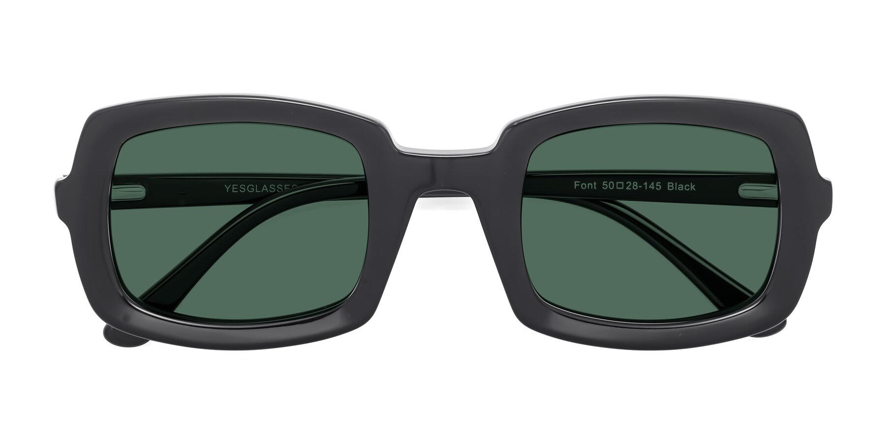 Folded Front of Font in Black with Green Polarized Lenses