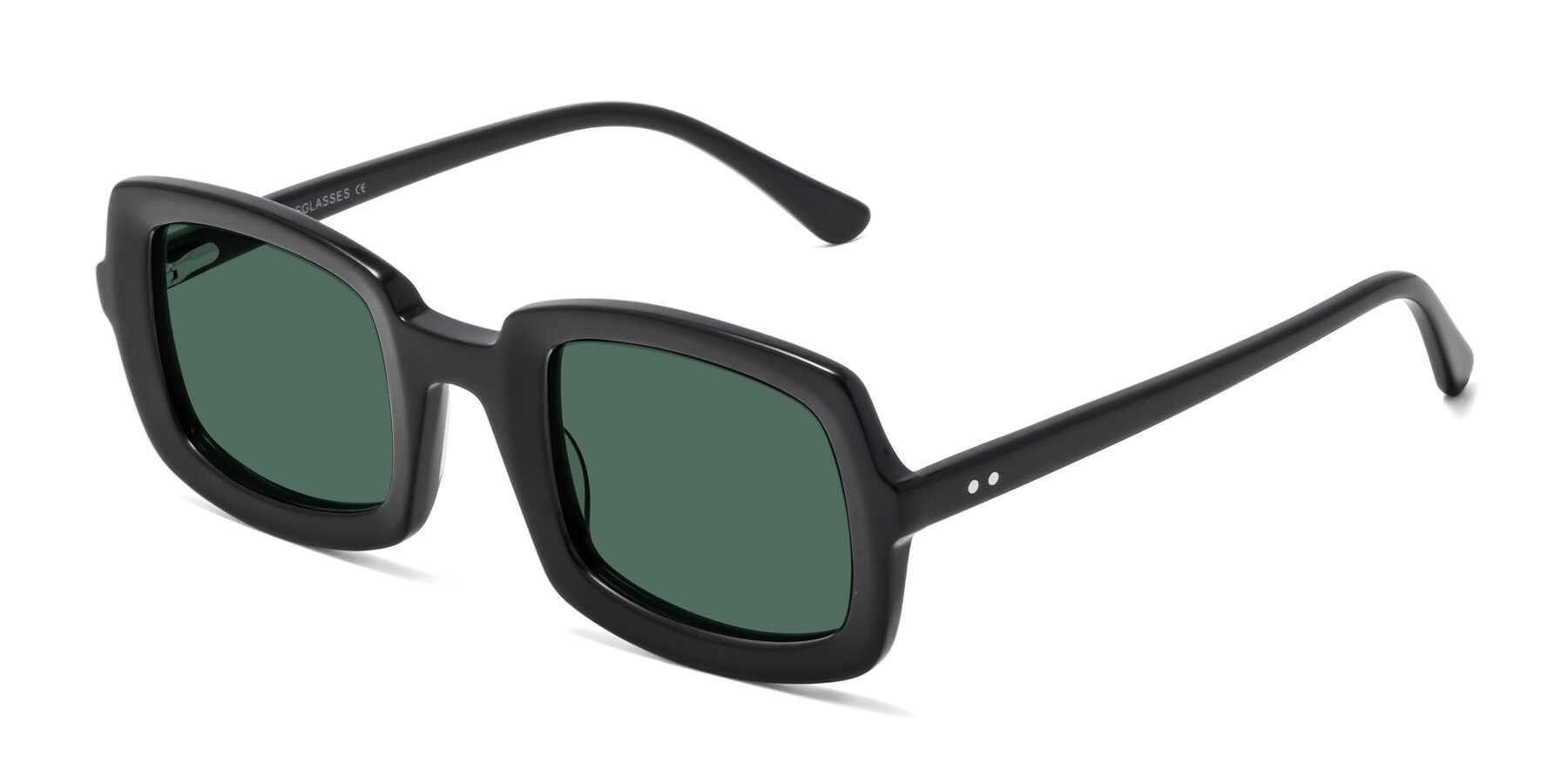 Angle of Font in Black with Green Polarized Lenses