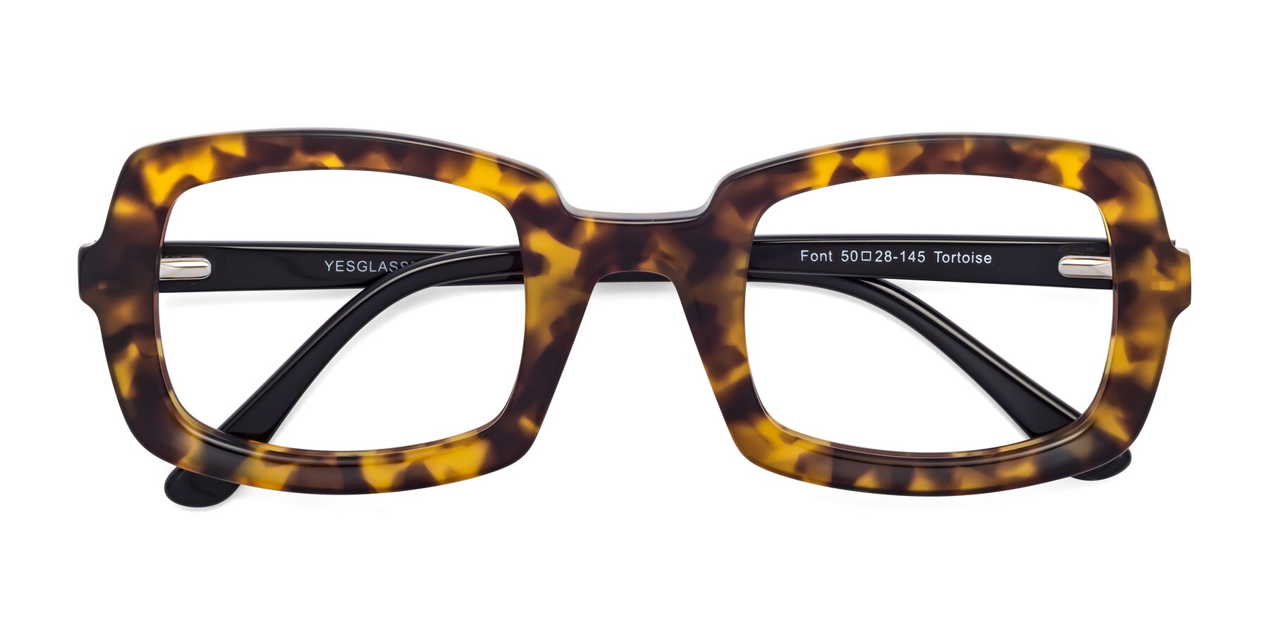 Folded Front of Font in Tortoise with Clear Eyeglass Lenses