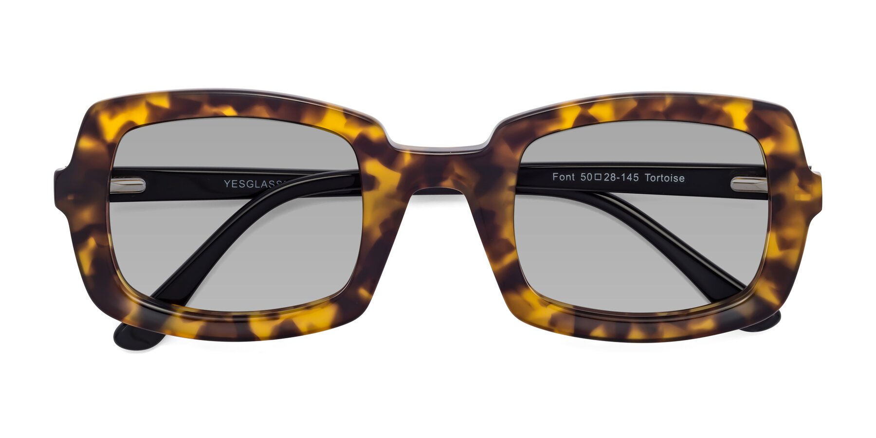 Folded Front of Font in Tortoise with Light Gray Tinted Lenses