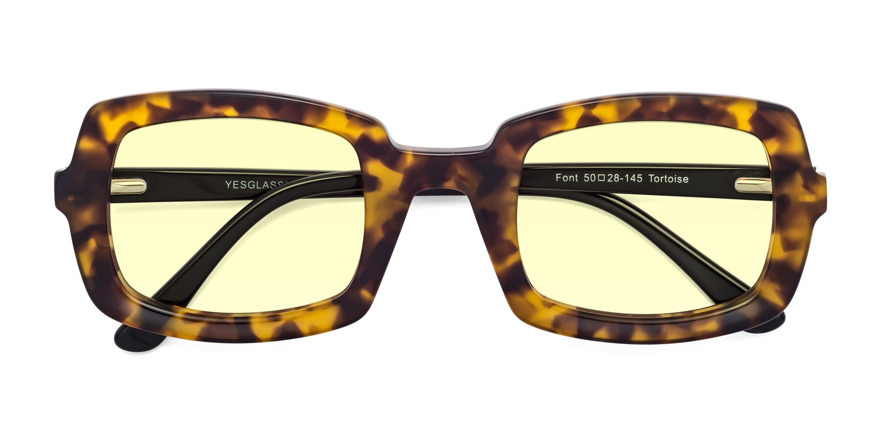 Folded Front of Font in Tortoise with Light Yellow Tinted Lenses