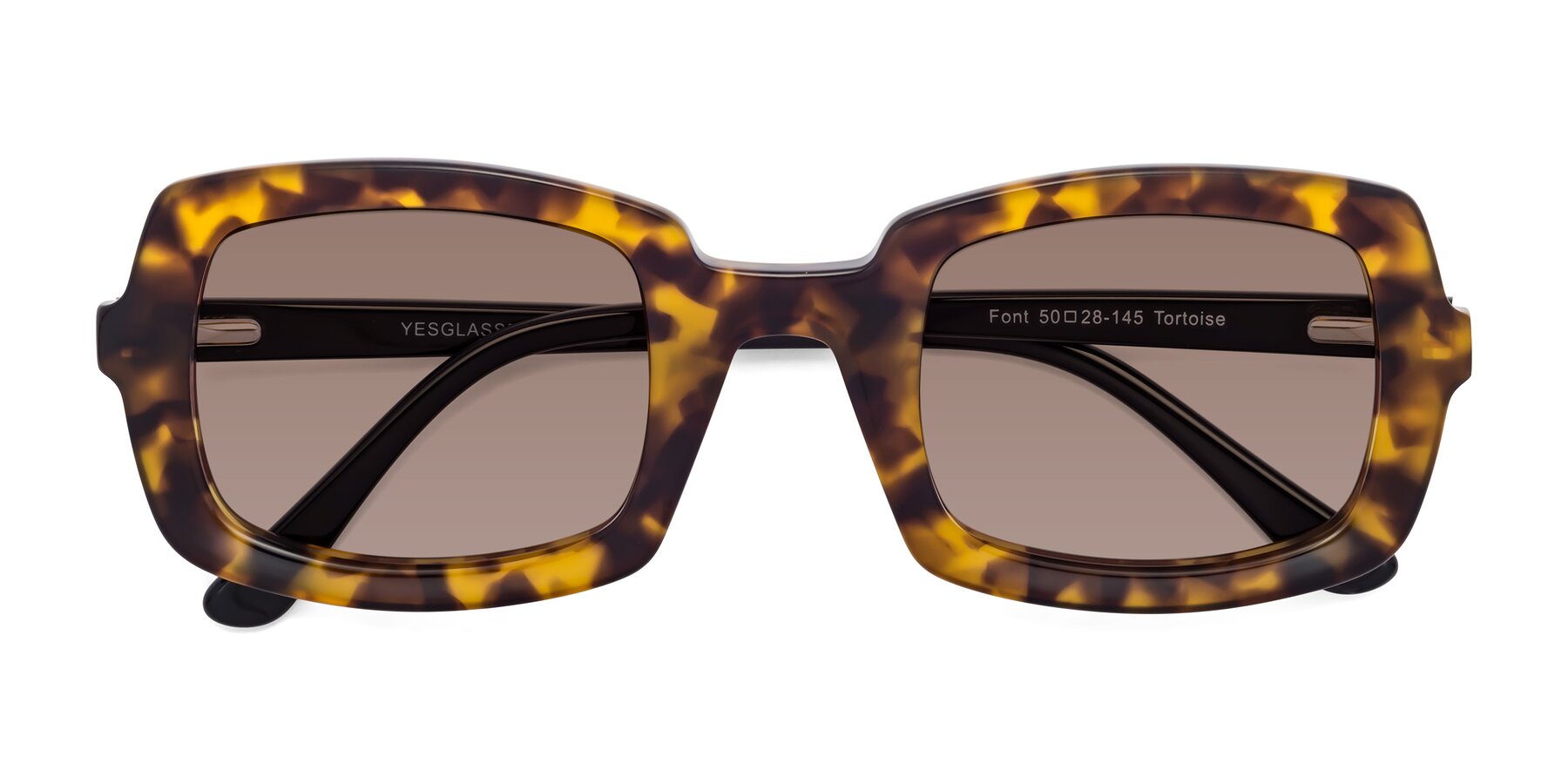 Folded Front of Font in Tortoise with Medium Brown Tinted Lenses