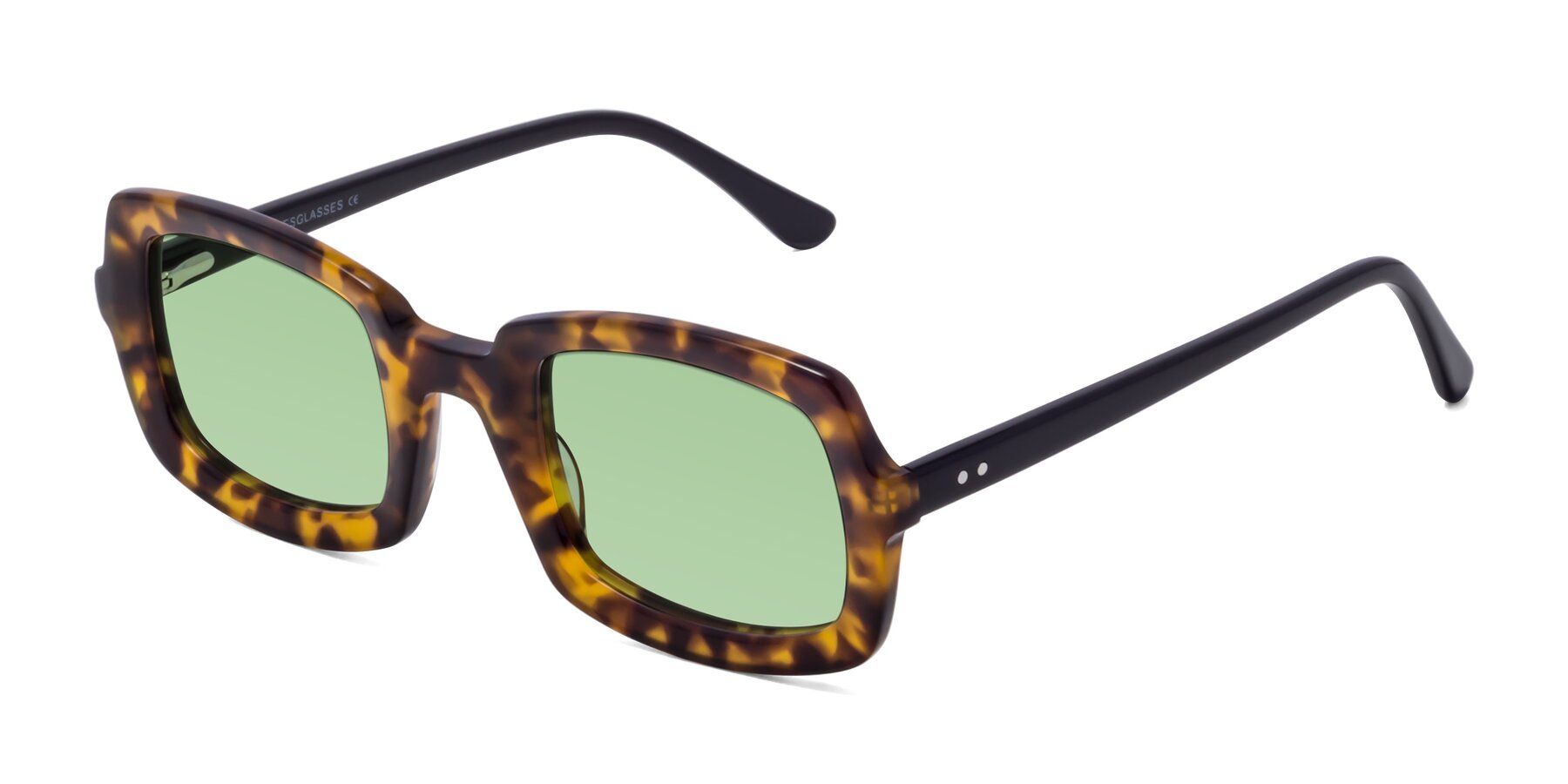 Angle of Font in Tortoise with Medium Green Tinted Lenses