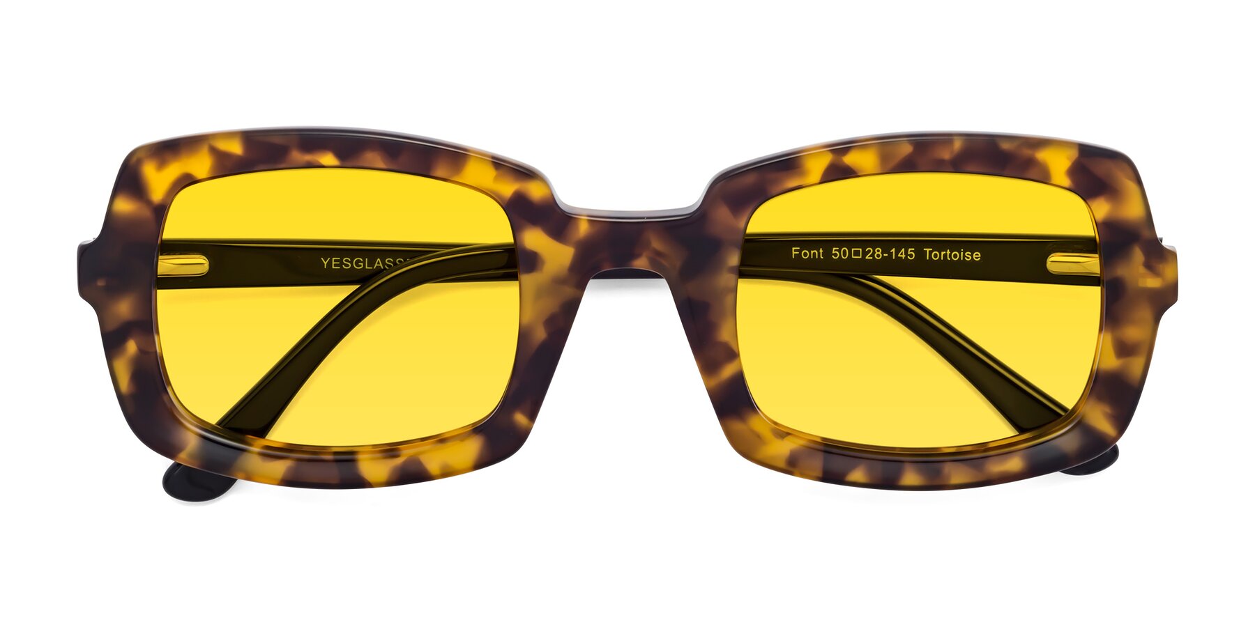 Folded Front of Font in Tortoise with Yellow Tinted Lenses