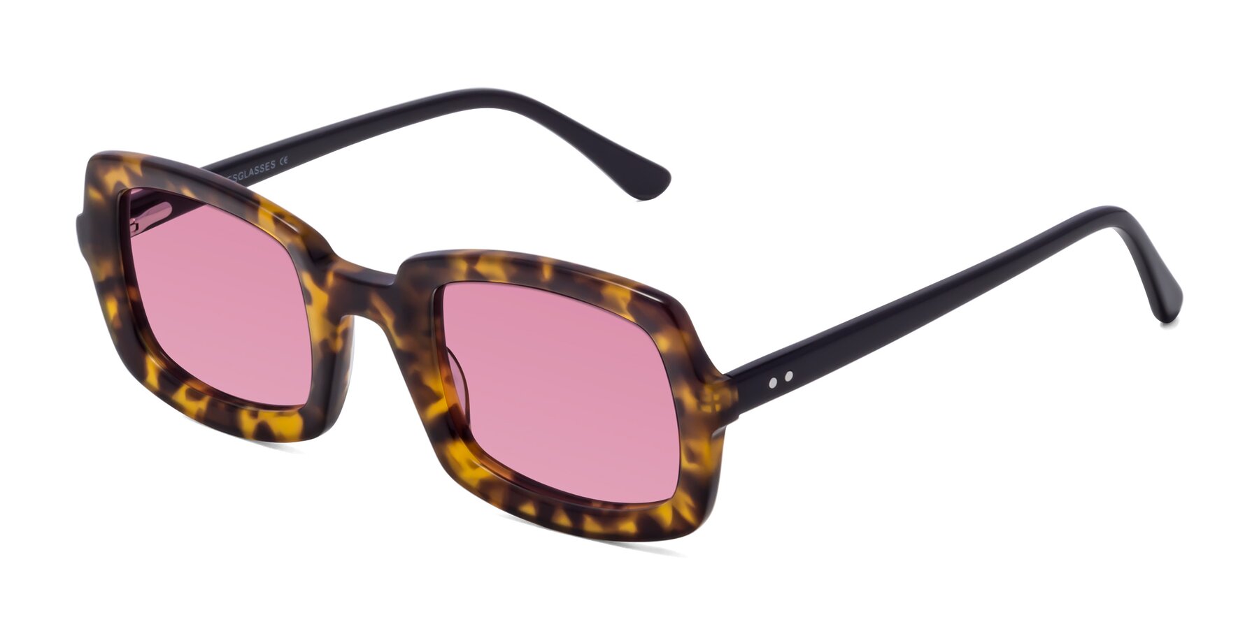 Angle of Font in Tortoise with Medium Wine Tinted Lenses