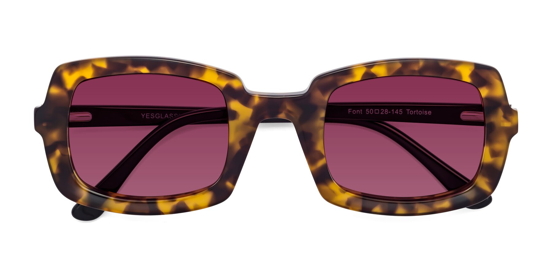 Folded Front of Font in Tortoise with Wine Tinted Lenses