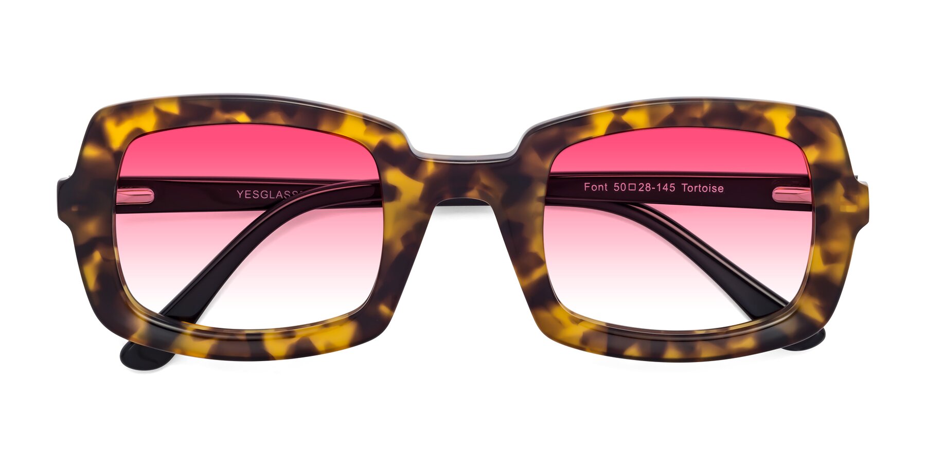 Folded Front of Font in Tortoise with Pink Gradient Lenses