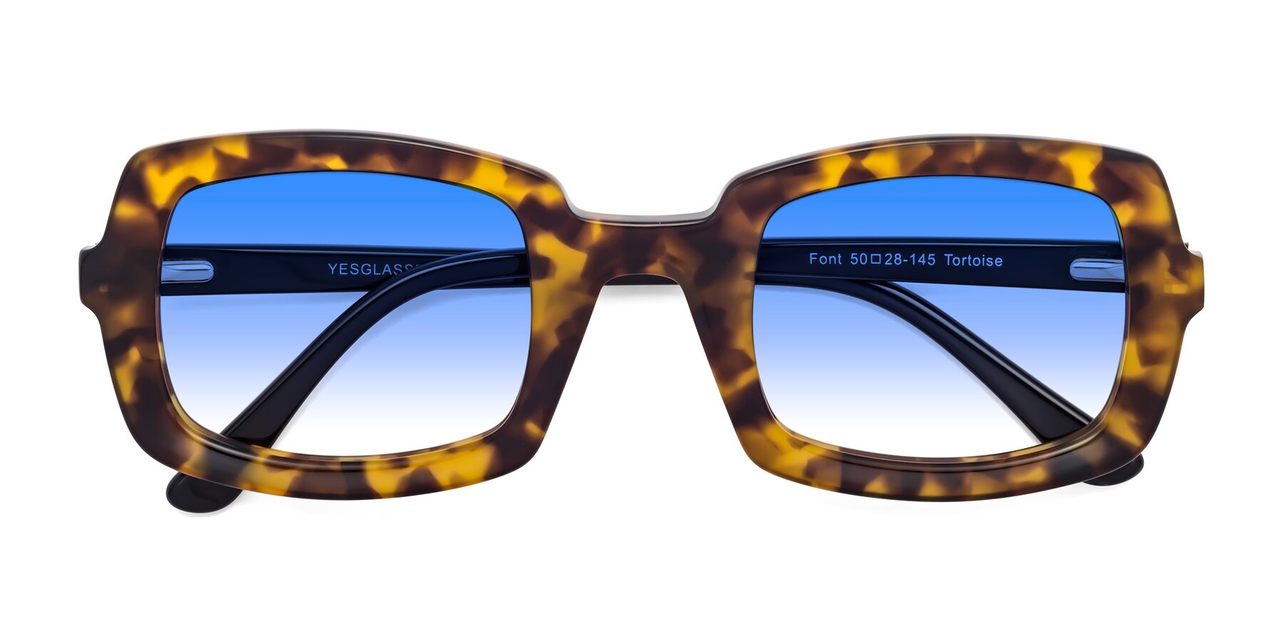 Folded Front of Font in Tortoise with Blue Gradient Lenses