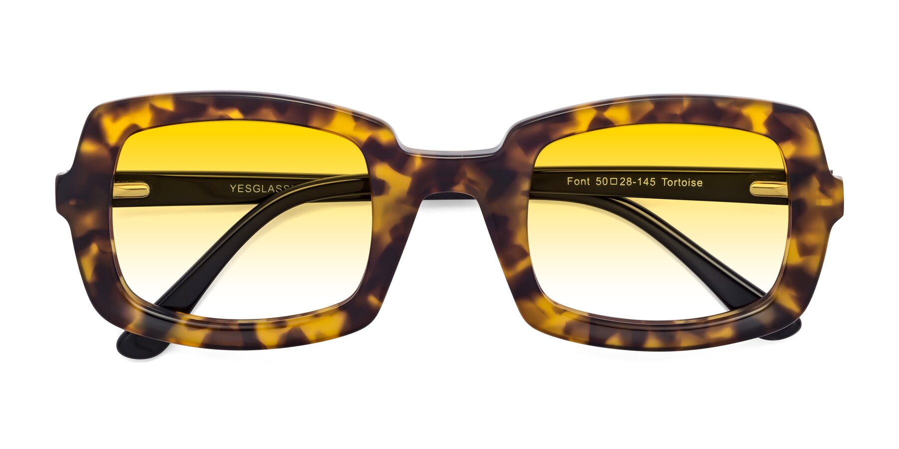 Folded Front of Font in Tortoise with Yellow Gradient Lenses