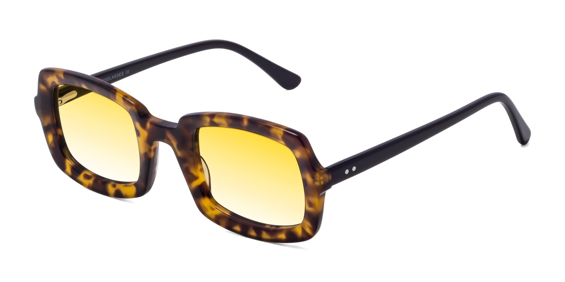 Angle of Font in Tortoise with Yellow Gradient Lenses