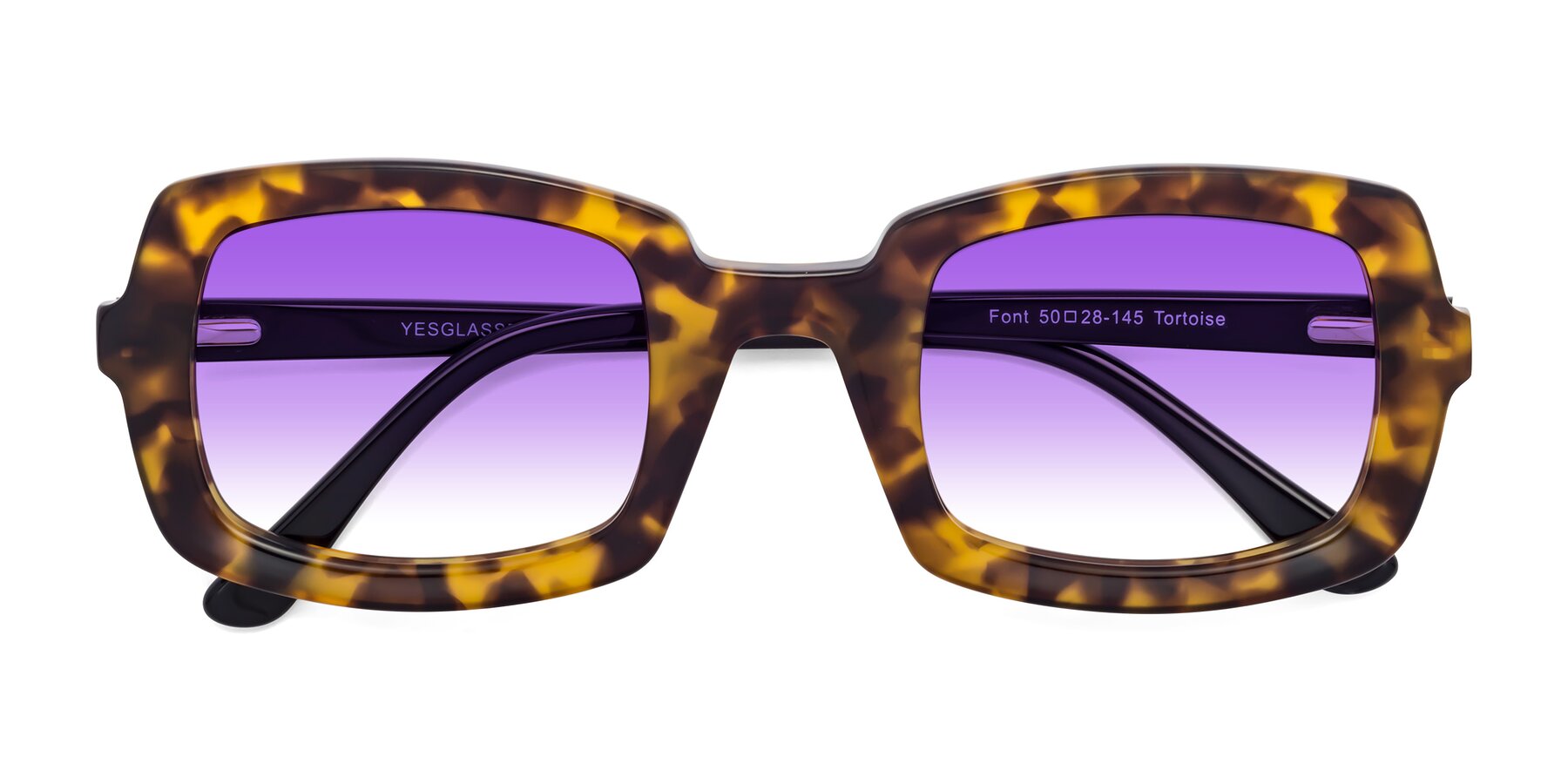 Folded Front of Font in Tortoise with Purple Gradient Lenses