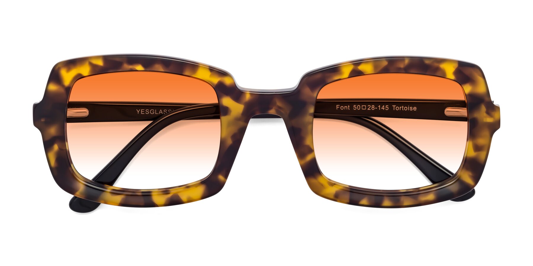 Folded Front of Font in Tortoise with Orange Gradient Lenses