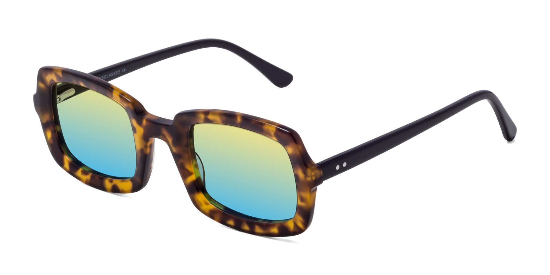 Angle of Font in Tortoise with Yellow / Blue Gradient Lenses