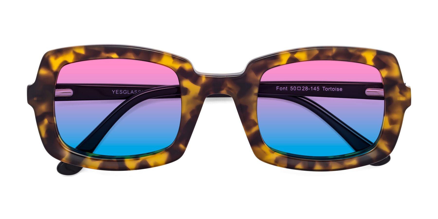 Folded Front of Font in Tortoise with Pink / Blue Gradient Lenses