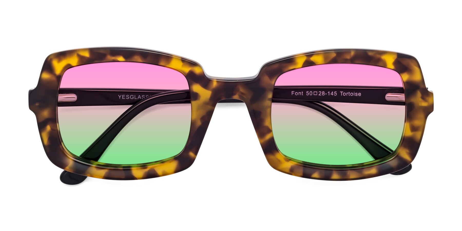 Folded Front of Font in Tortoise with Pink / Green Gradient Lenses