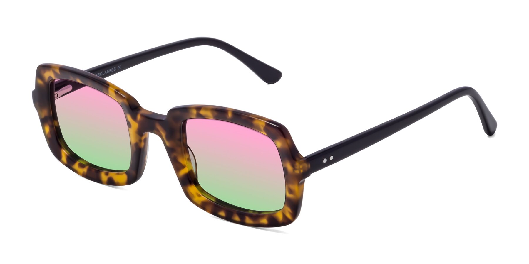 Angle of Font in Tortoise with Pink / Green Gradient Lenses