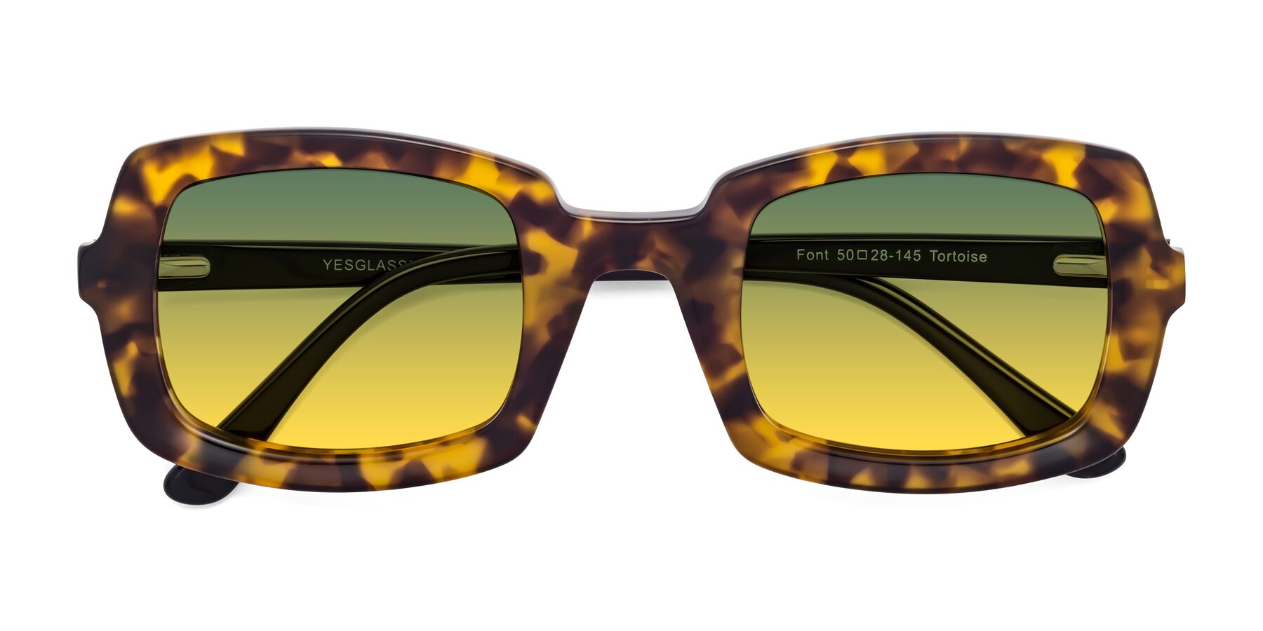 Folded Front of Font in Tortoise with Green / Yellow Gradient Lenses