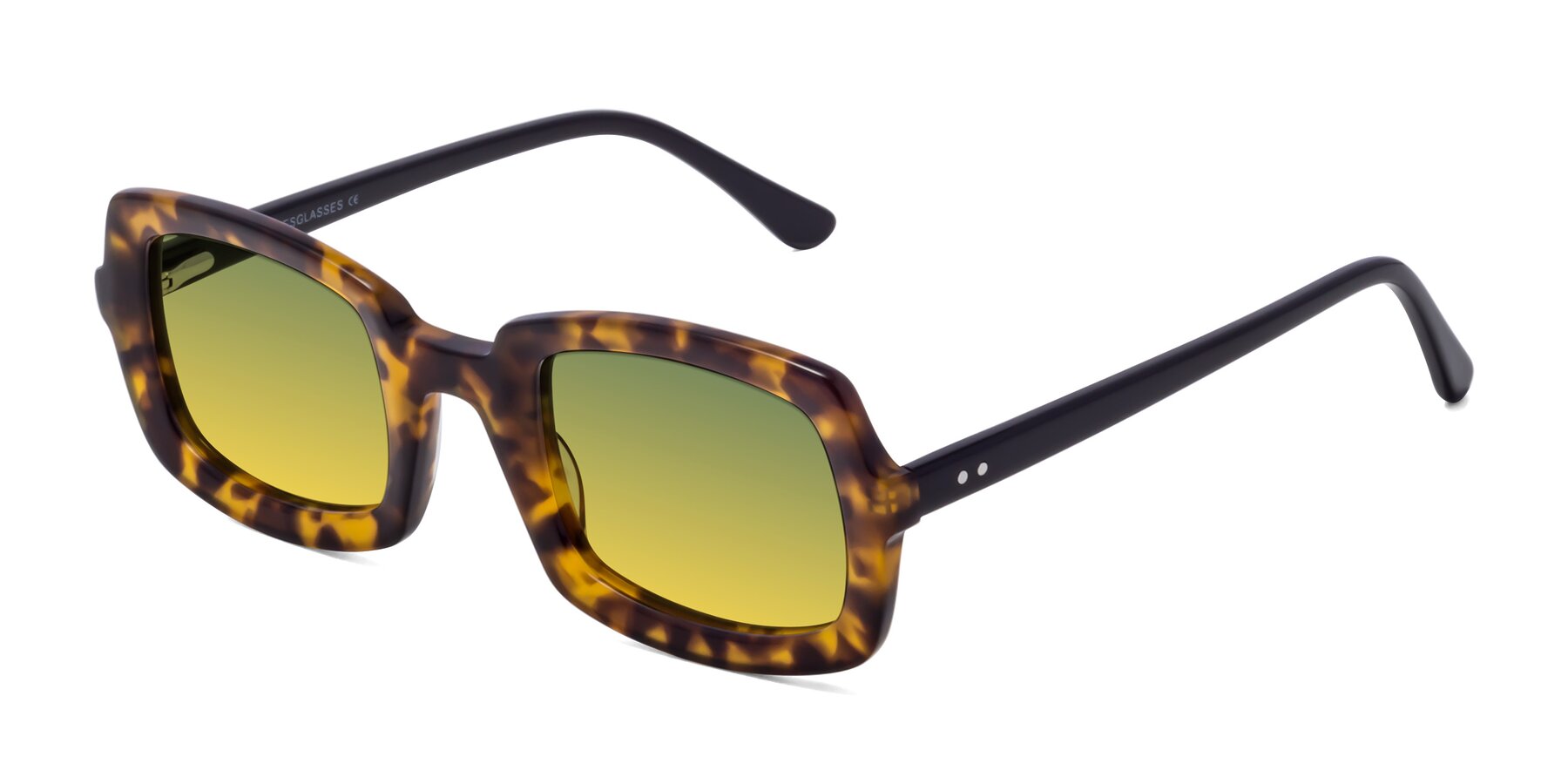 Angle of Font in Tortoise with Green / Yellow Gradient Lenses