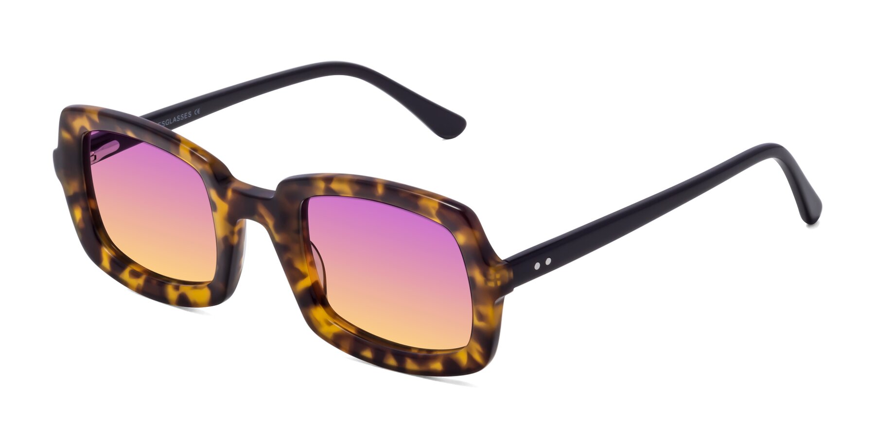 Angle of Font in Tortoise with Purple / Yellow Gradient Lenses
