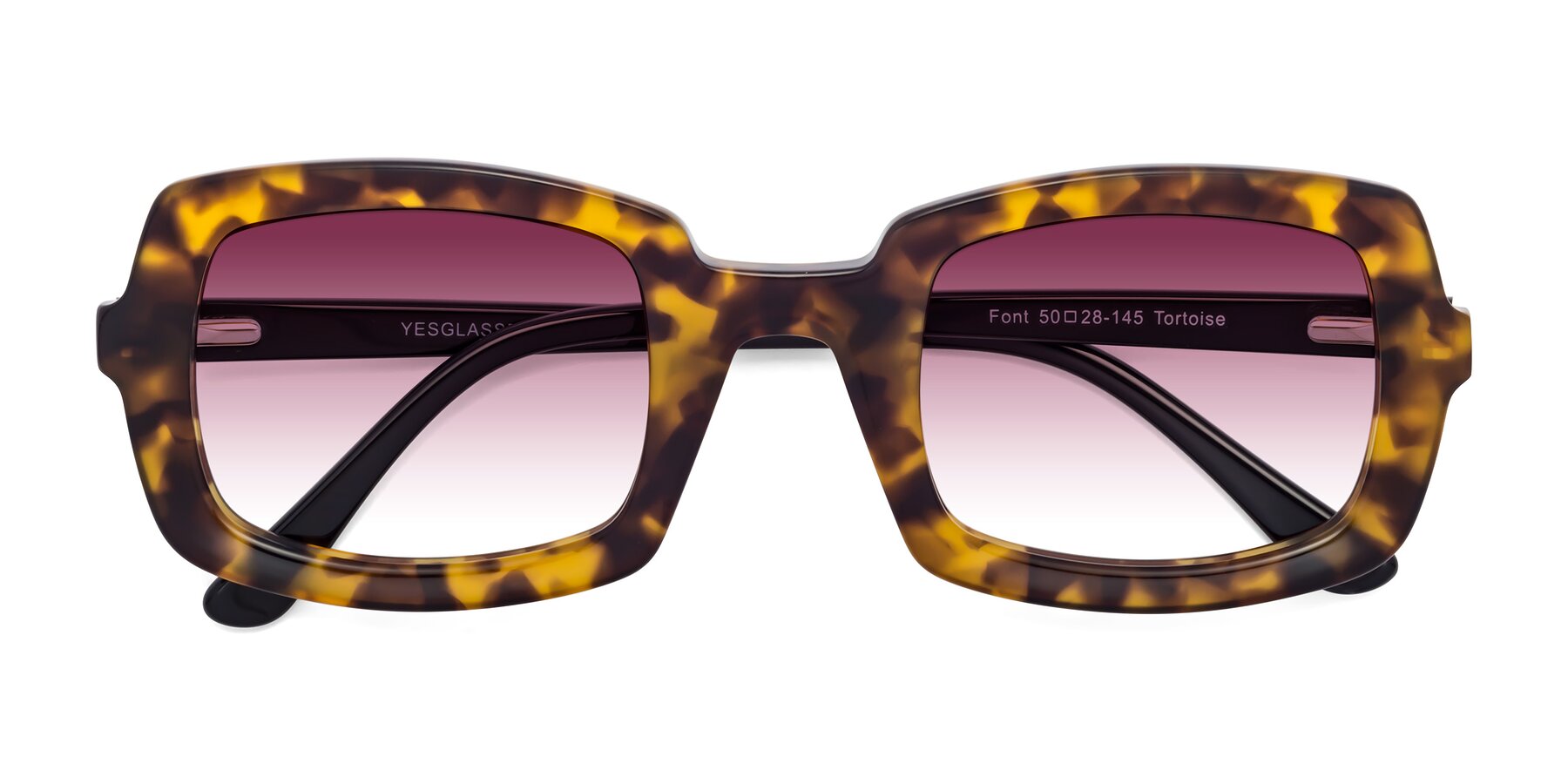 Folded Front of Font in Tortoise with Wine Gradient Lenses