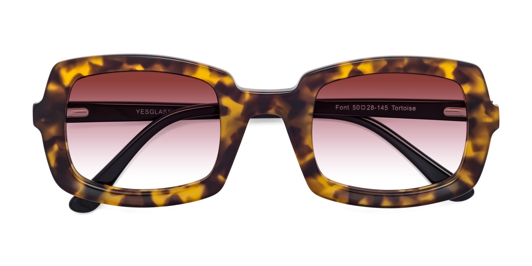 Folded Front of Font in Tortoise with Garnet Gradient Lenses