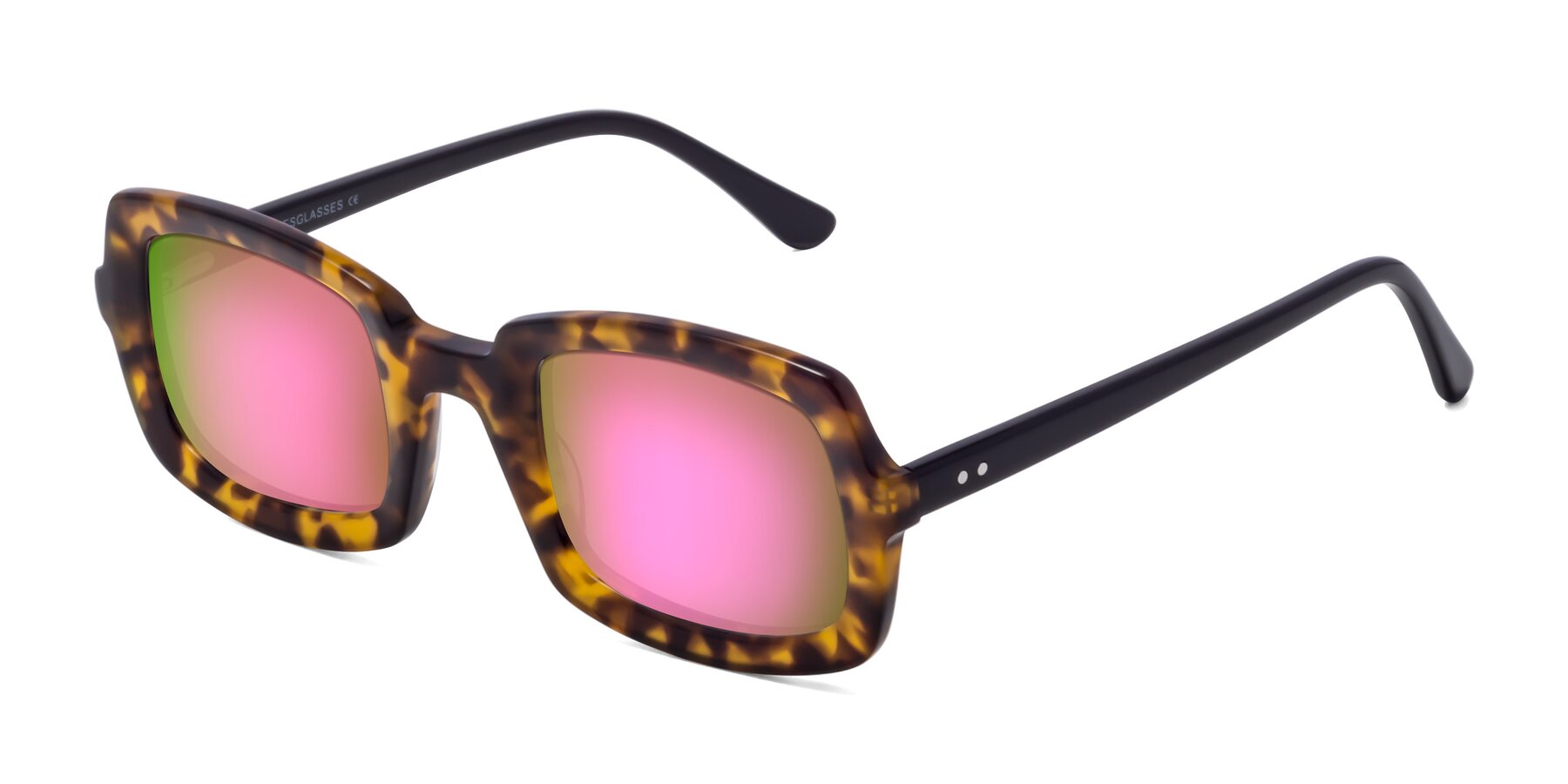 Angle of Font in Tortoise with Pink Mirrored Lenses