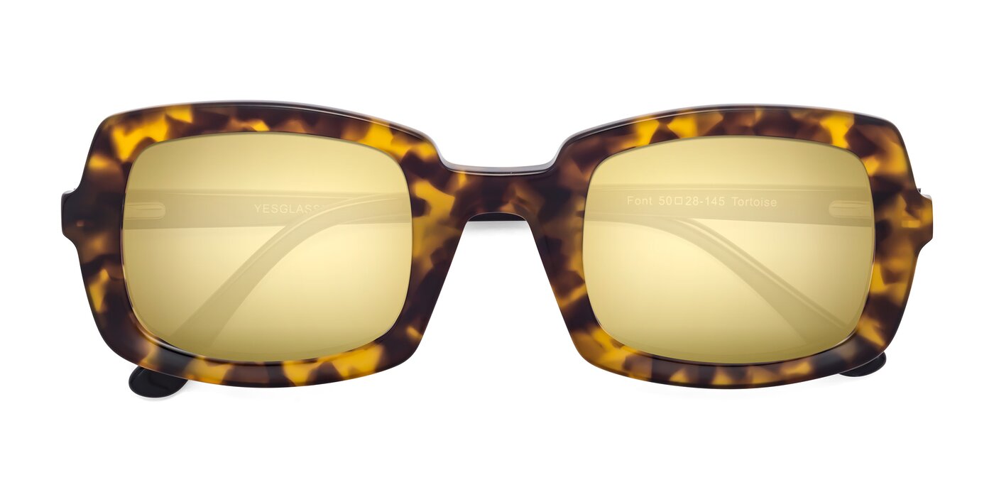 Font - Tortoise Flash Mirrored Sunglasses