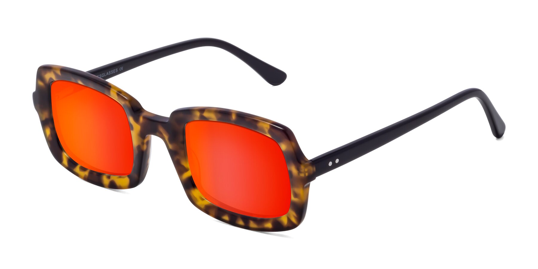 Angle of Font in Tortoise with Red Gold Mirrored Lenses