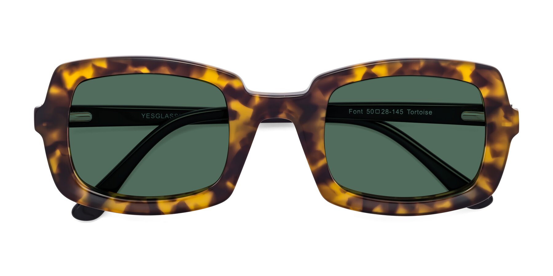 Folded Front of Font in Tortoise with Green Polarized Lenses