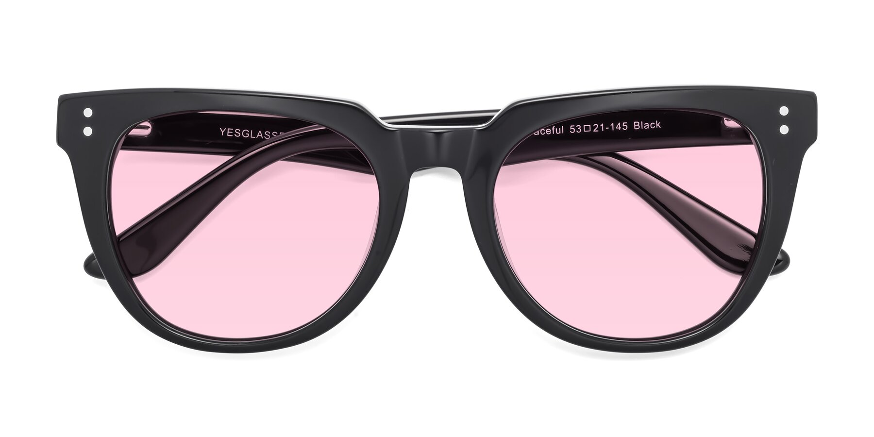Folded Front of Graceful in Black with Light Pink Tinted Lenses