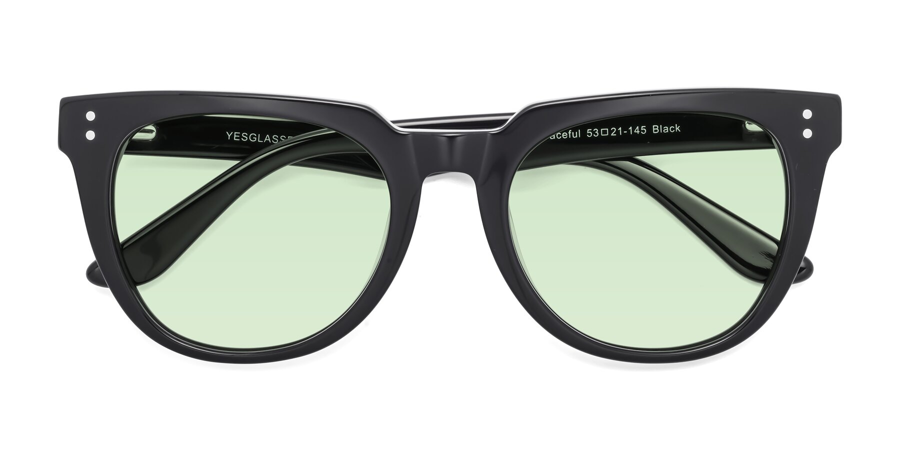 Folded Front of Graceful in Black with Light Green Tinted Lenses