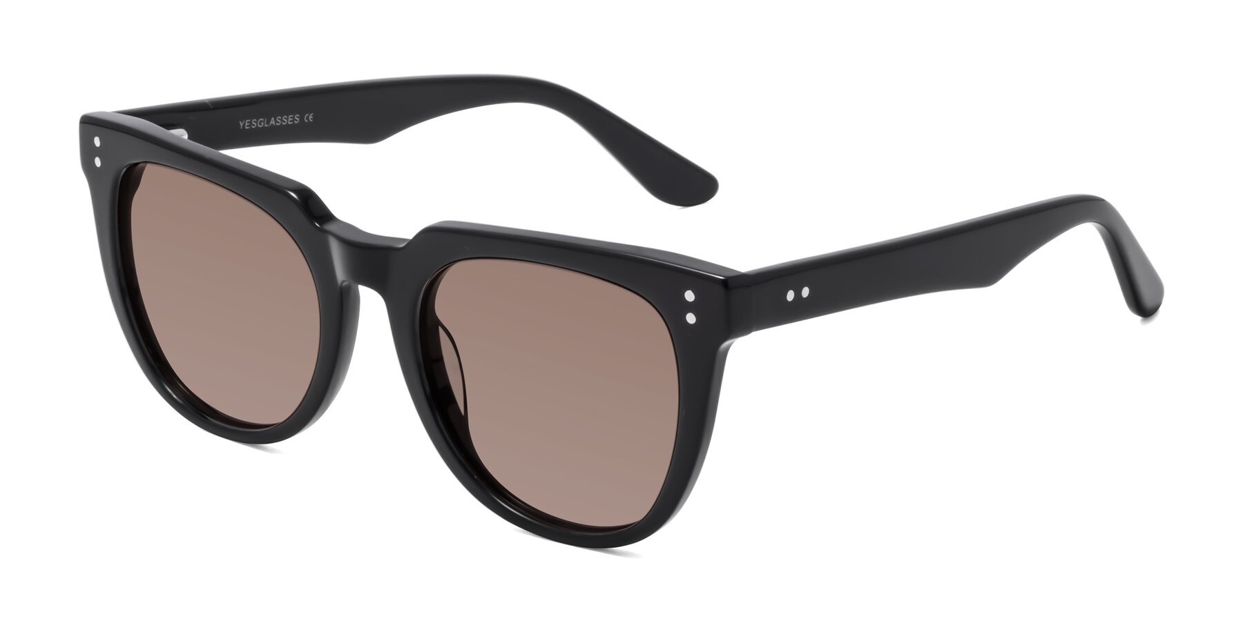 Angle of Graceful in Black with Medium Brown Tinted Lenses