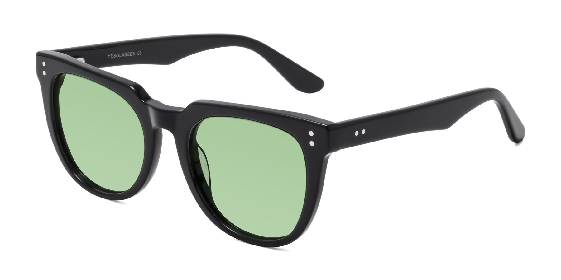 Angle of Graceful in Black with Medium Green Tinted Lenses