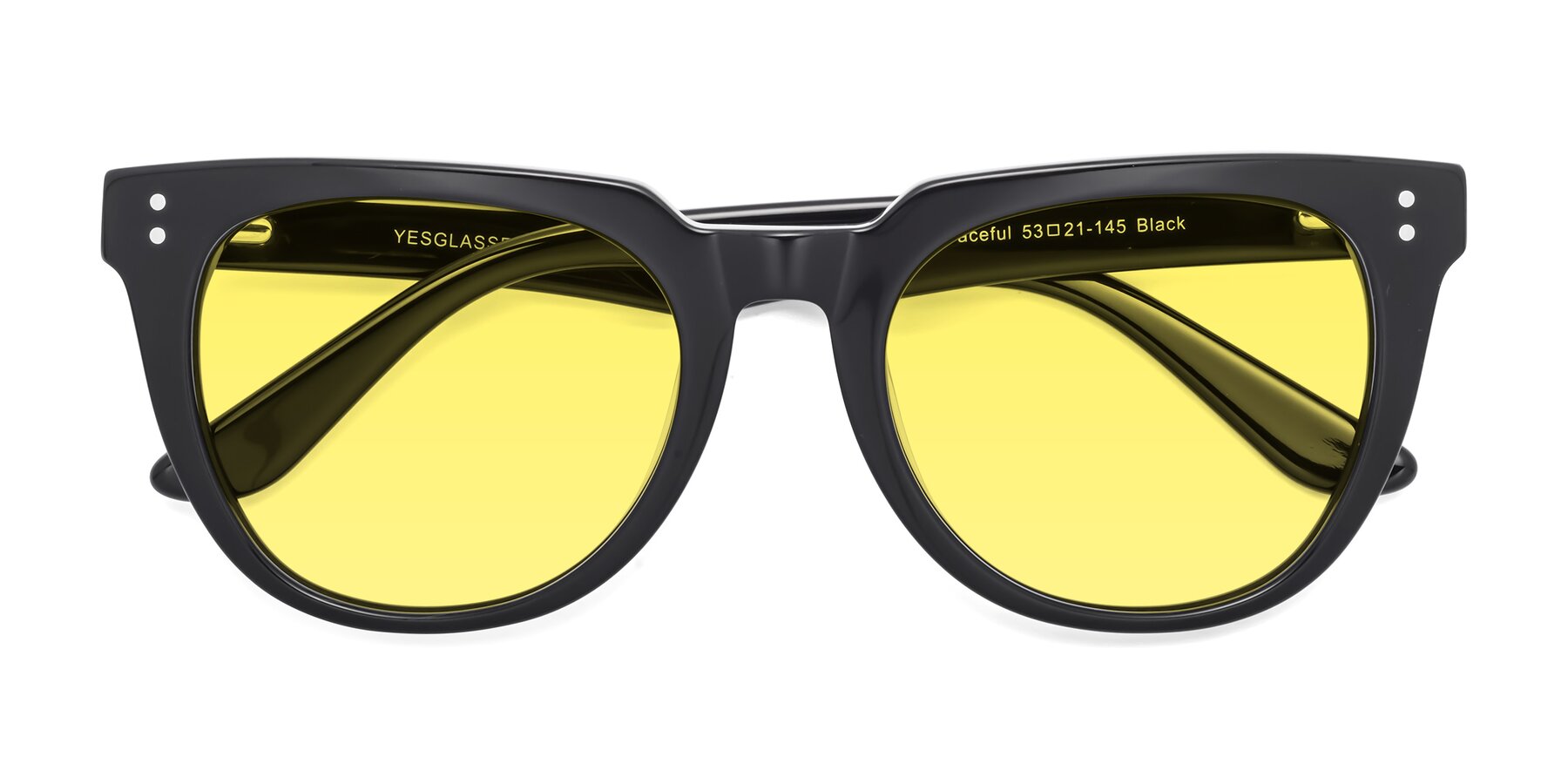 Folded Front of Graceful in Black with Medium Yellow Tinted Lenses