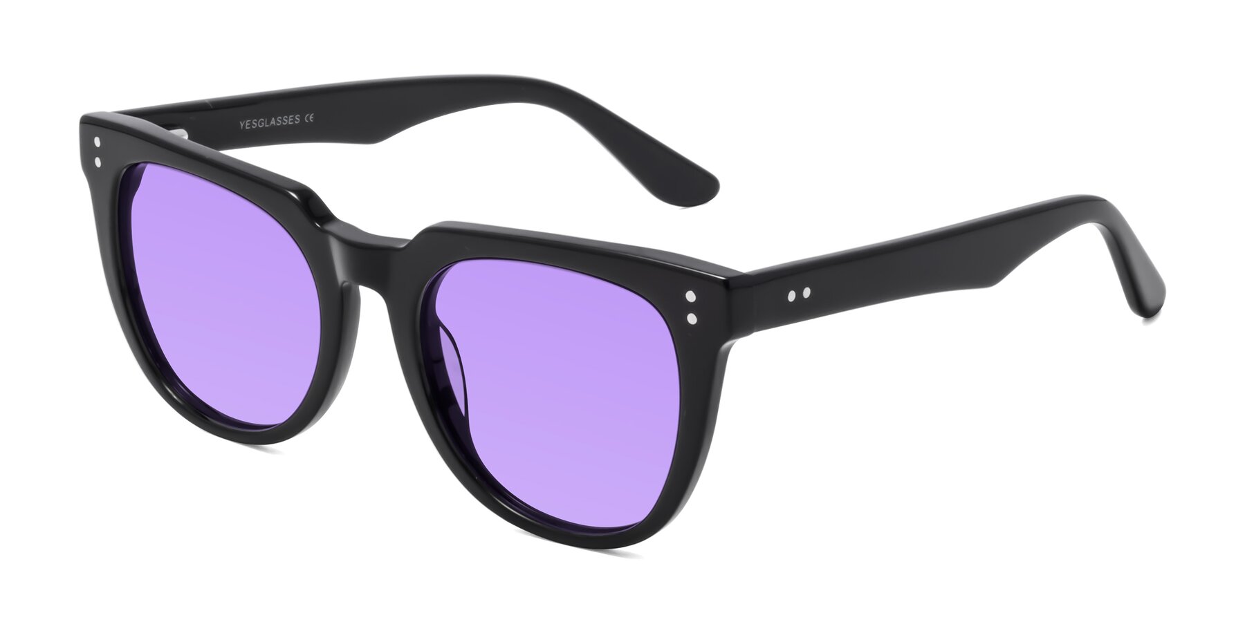 Angle of Graceful in Black with Medium Purple Tinted Lenses