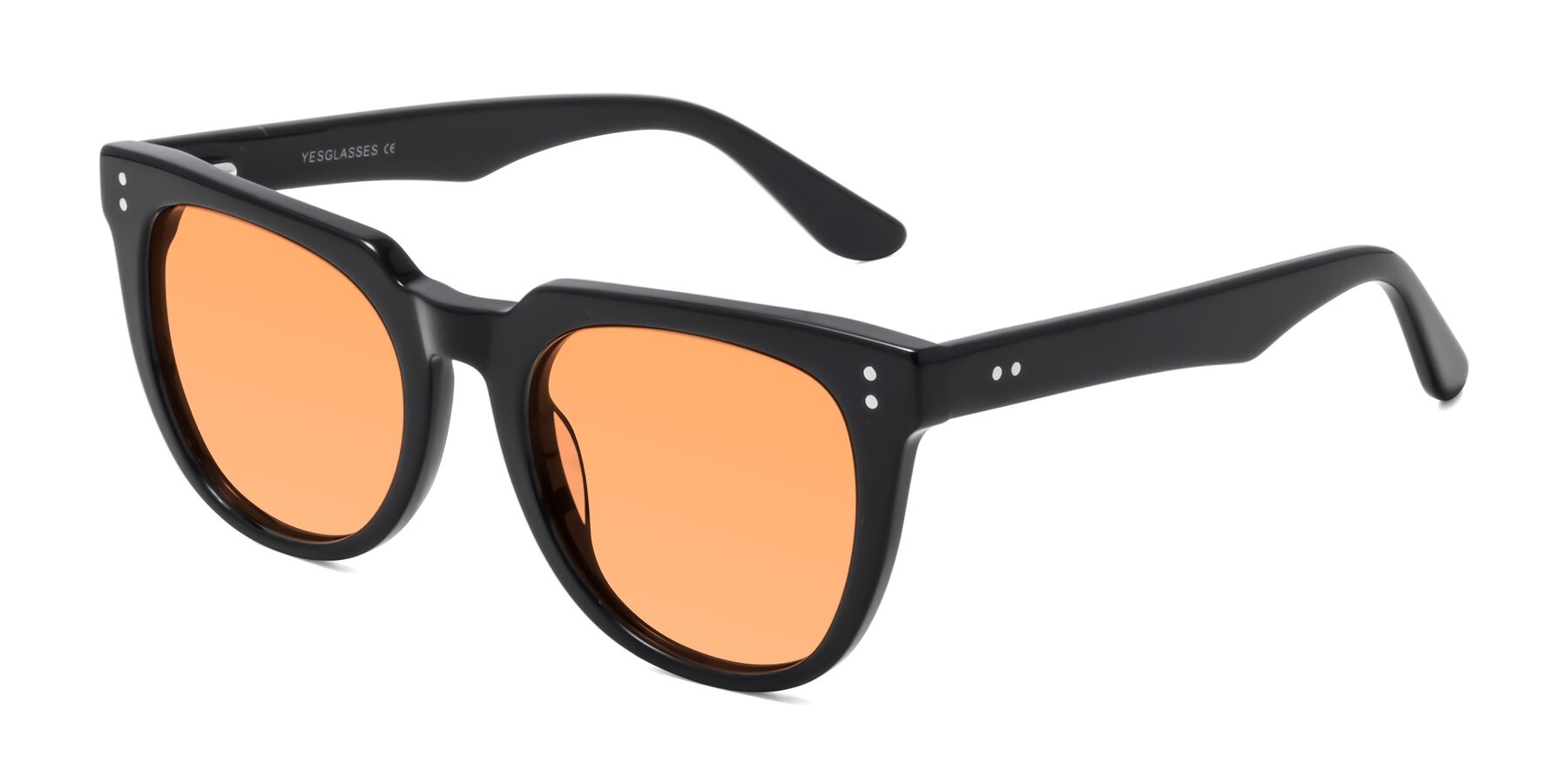 Angle of Graceful in Black with Medium Orange Tinted Lenses