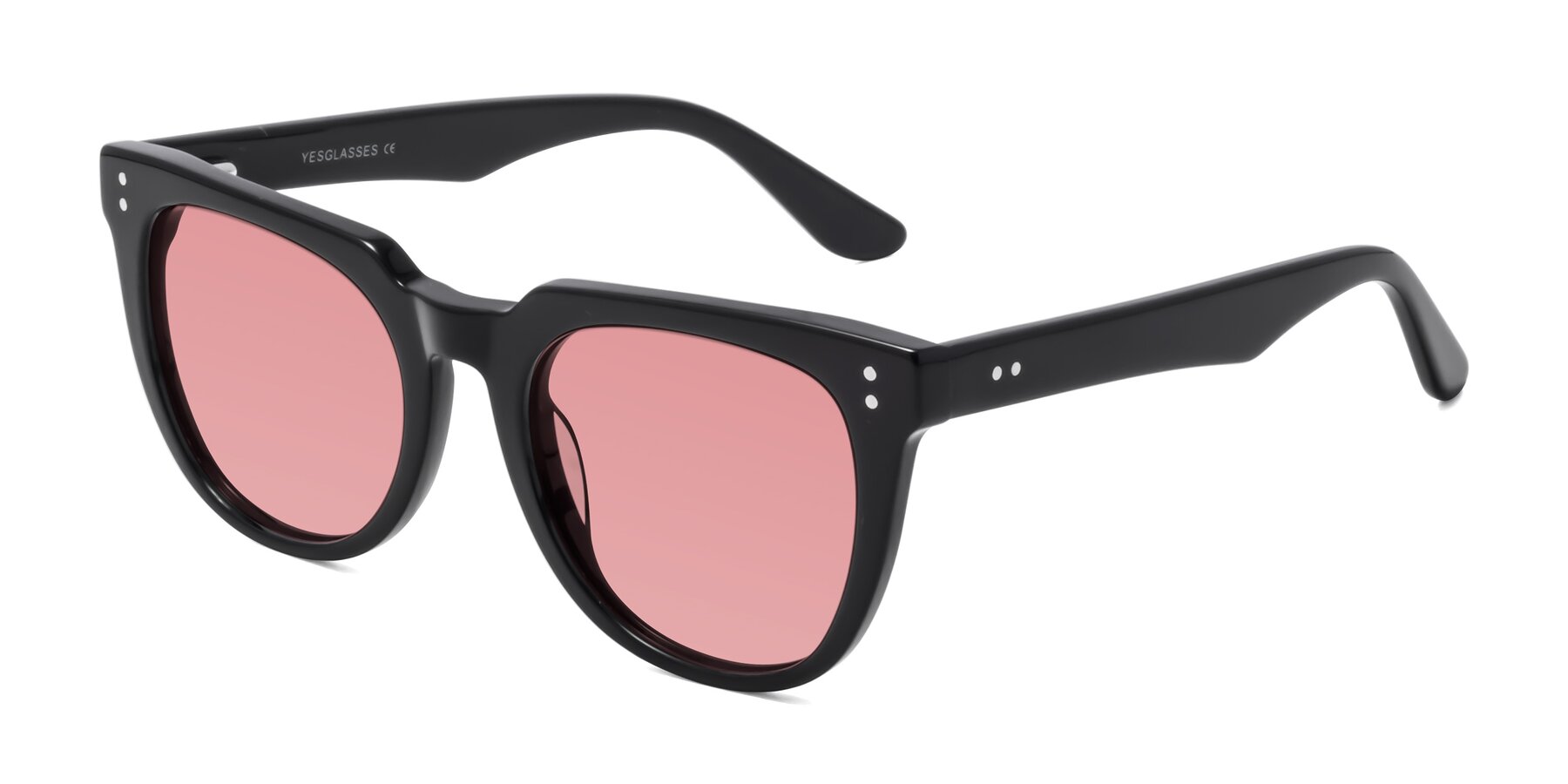 Angle of Graceful in Black with Medium Garnet Tinted Lenses